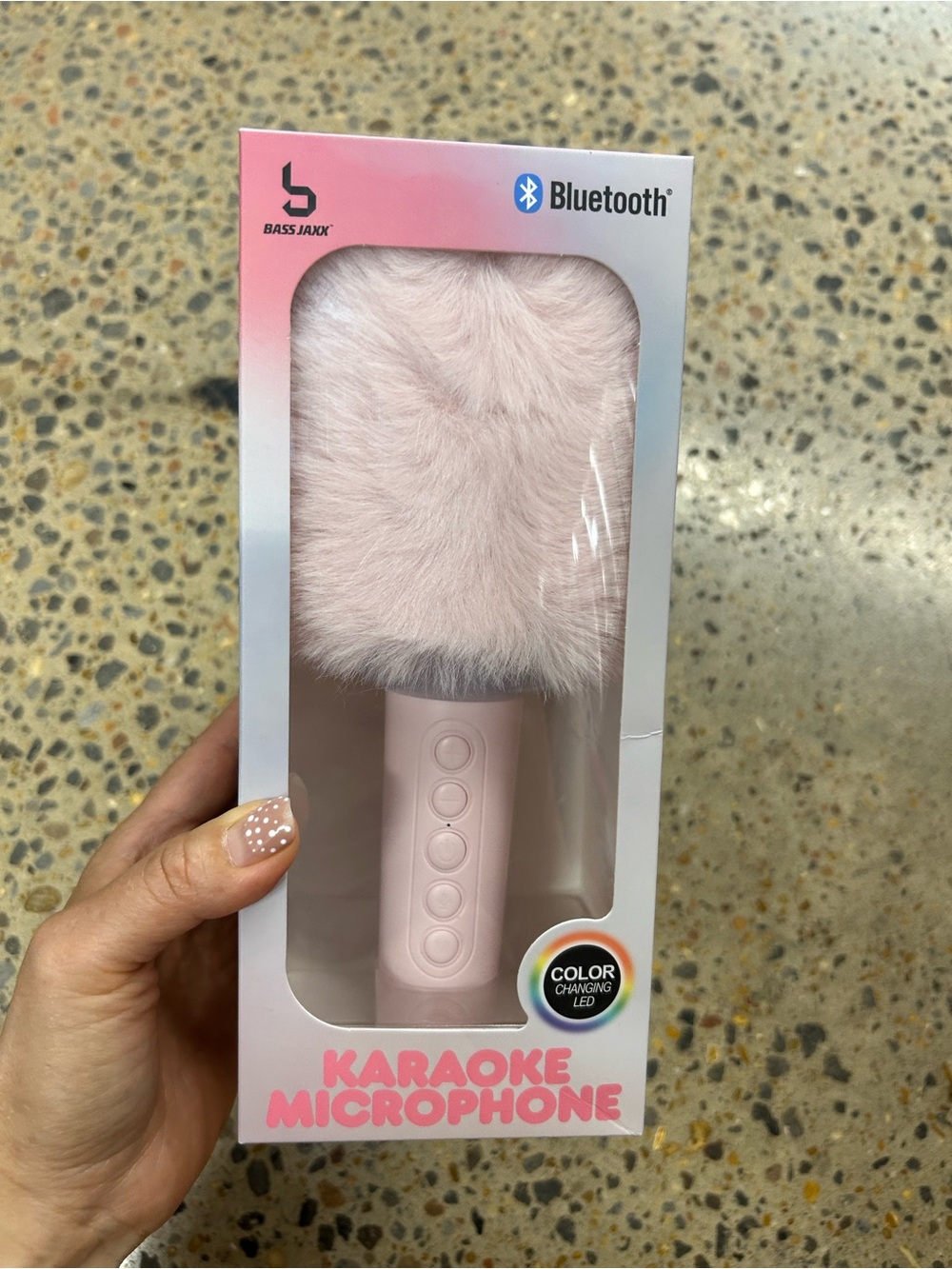 Pink Bluetooth Karaoke Microphone with Color-Changing LED